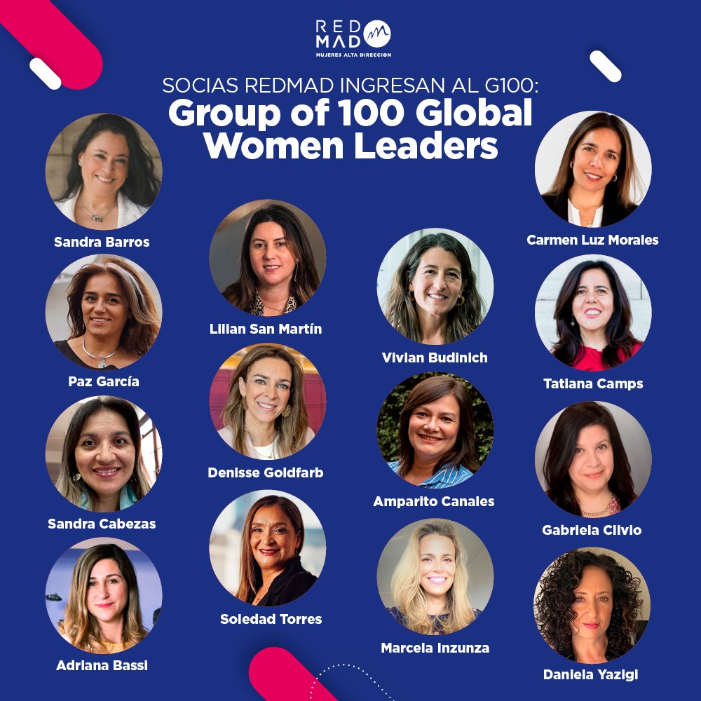 REDMAD Chile (@redmad_chile) on Twitter photo Una docena de socias #REDMAD fueron invitadas a formar parte del G100: Group of 100 Global Women Leaders, iniciativa que reconoce cada año a mujeres líderes a nivel mundial y que es promovida por el <a href="/WomenEcoForum/">Women Economic Forum</a>.
<a href="/SandritaBarros/">Sandra Barros</a> <a href="/denissegoldfarb/">Denisse Goldfarb</a> <a href="/Suntowers/">Maria Soledad Torres</a> <a href="/SandraCabezasJ/">Sandra</a> Una docena de socias #REDMAD fueron invitadas a formar parte del G100: Group of 100 Global Women Leaders, iniciativa que reconoce cada año a mujeres líderes a nivel mundial y que es promovida por el <a href="/WomenEcoForum/">Women Economic Forum</a>.
<a href="/SandritaBarros/">Sandra Barros</a> <a href="/denissegoldfarb/">Denisse Goldfarb</a> <a href="/Suntowers/">Maria Soledad Torres</a> <a href="/SandraCabezasJ/">Sandra</a>