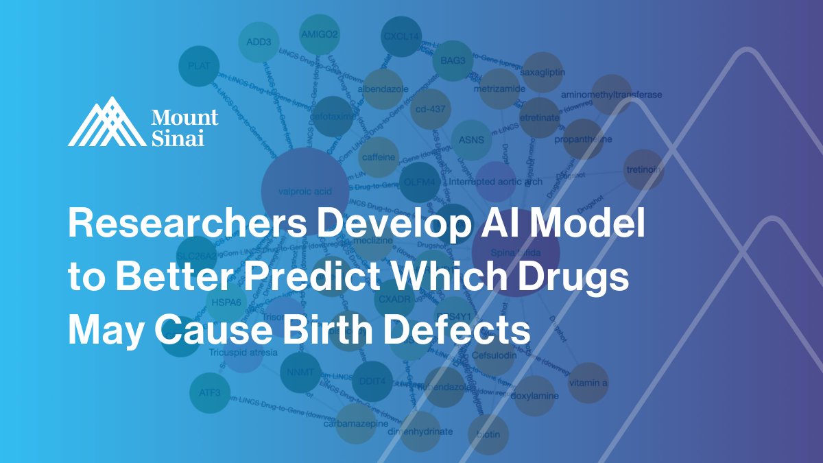 Data scientists at @IcahnMountSinai and colleagues have created an #ArtificialIntelligence model that may more accurately predict which existing #medicines, not currently classified as harmful, may, in fact, lead to congenital disabilities: mshs.co/3rxxJr0