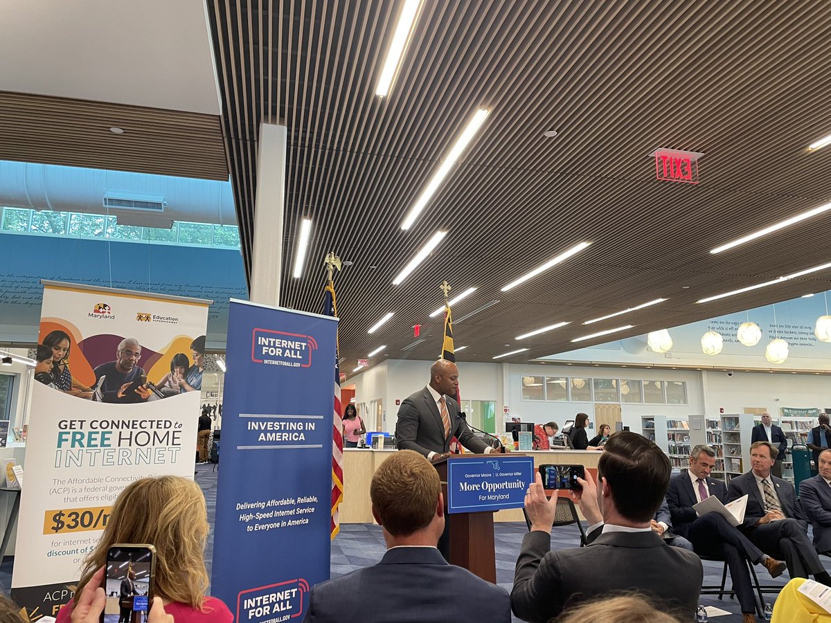 CASHMD's tweet photo. “Today is about an extension of learning. An extension of opportunity.” Proud to stand with @GovWesMoore and coalition partners to bring affordable internet to all Marylanders. https://t.co/nm6Y7SwHv9