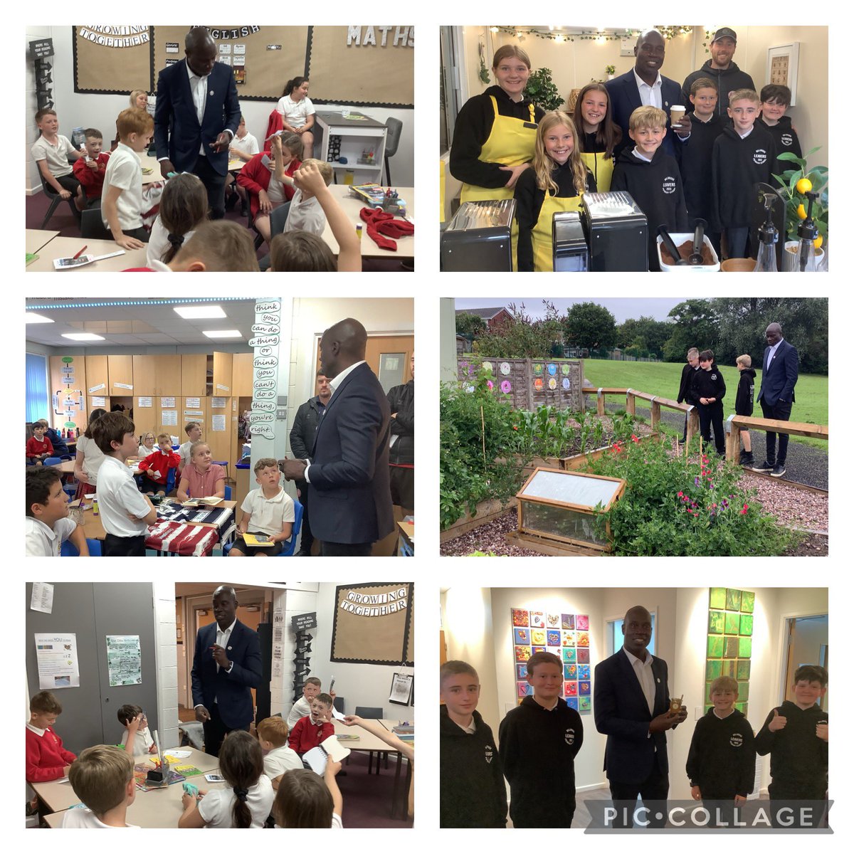 MillbrookWigan_'s tweet photo. Martin Offiah came to visit Millbrook today with Wigan Warriors. He looked at how we focus on eco and sustainability. We talked to him about our bee project, our vegetable area as well as our enterprise coffee shop #makingconnections, #costains @WiganWarriorsCF #mbpshce #mbpe 🤩 https://t.co/umPsvr3ABN