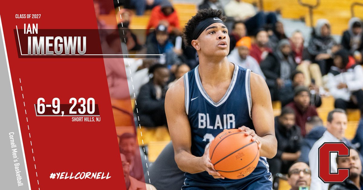 This week, we are excited to present to you the Cornell Men’s Basketball Class of 2027!

First up, is big man Ian Imegwu. Ian hails from Short Hills, NJ and joins us following a prep year at Blair Academy.

Join us in welcoming Ian to the program!

#YellCornell #GoBigRed 🐻🏀