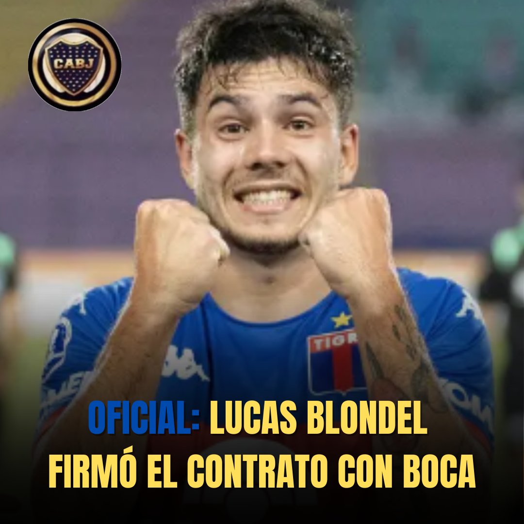 Lucas Blondel, ex jugador de Tigre, firmó su contrato con #Boca por 4 años.

El xeneize pagó 1.8 millones de dólares por su pase que le pertenecía el 70% a El matador y el 30% a Atl. Rafaela.

El lateral derecho tendrá el número 24.

¿Qué opinas del nuevo refuerzo?