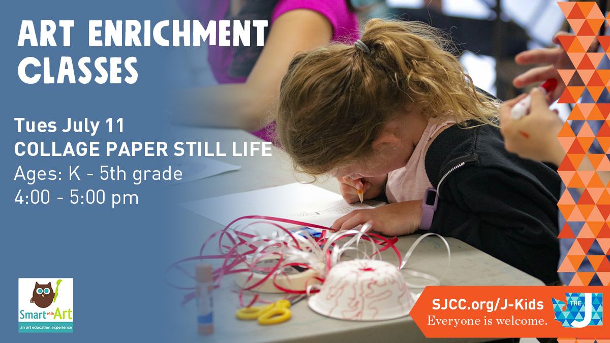 Coming in one week: Collage Paper Still Life art class! Based on the work of artist Paul Cezanne, students will create a one-of-a-kind still-life collage in this summer art class led by Smart with Art. Register >> sjcc.org/event/summer-a… #StroumJCC #Summer2023