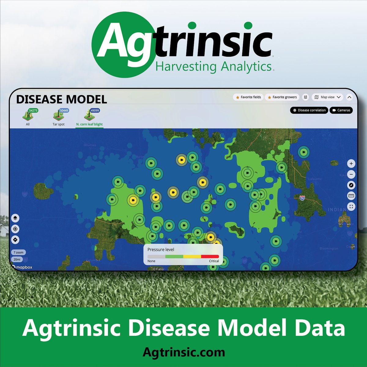 The new Agtrinsic update includes Spore Cam Disease Correlation, using weather data to compare where spore cameras see pathogens to where weather conditions are consistent with potential disease spreading. Ask your Crop Specialist how this could impact your fungicide decisions.