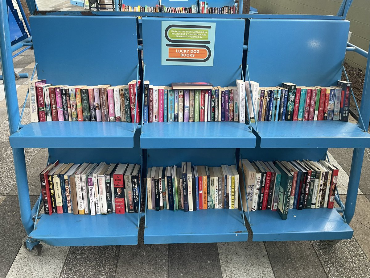 Thanks to @KlydeWarrenPark for sharing these pics with us after your “midnight bookman” was at it again recently, restocking their reading area in the “cool” of the night. Our excess books have filled these carts for a lot of years now.