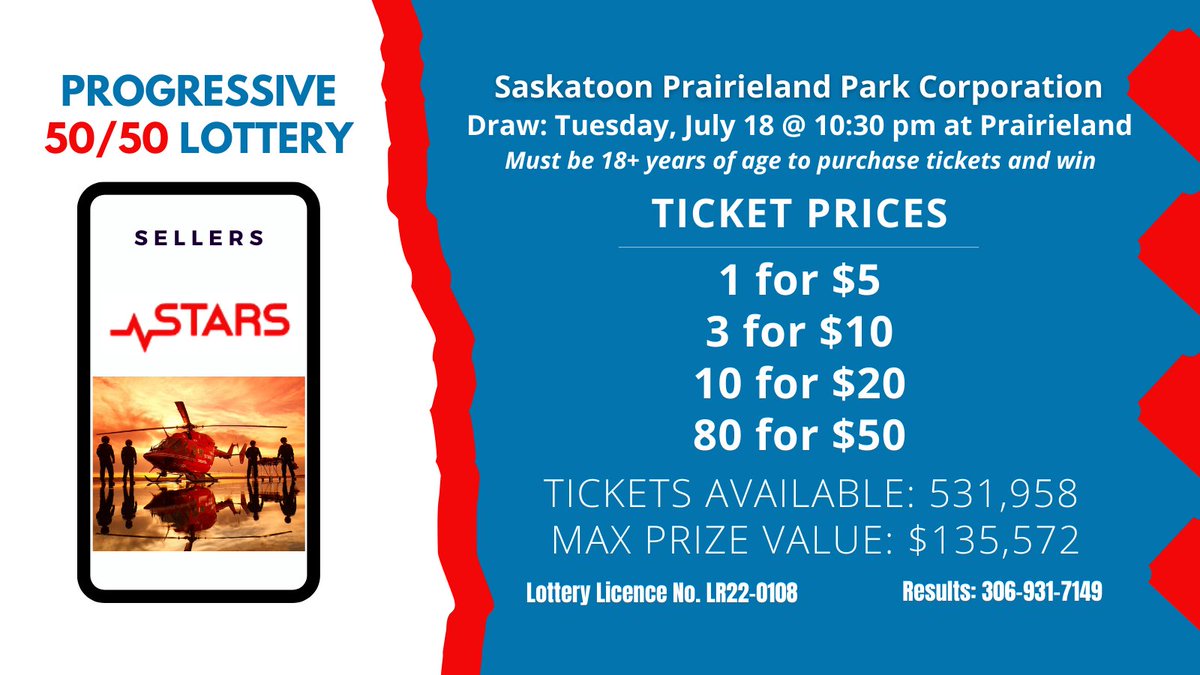 We are so very thankful for the critical work that <a href="/STARSambulance/">STARS</a> provides for our communities.

To help support these life-savers, please join us TONIGHT at Field of STARS – presented by <a href="/NutrienLTD/">Nutrien</a>, and purchase your Progressive 50/50 Lottery tickets.

facebook.com/events/2468543…