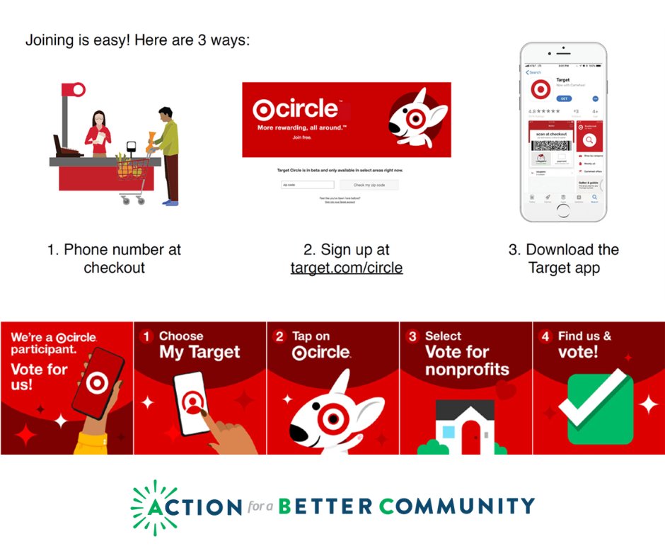 Exciting news! Action for a Better Community is part of the Target Circle program. By voting for ABC, you can help direct Target's giving to benefit our cause. Your vote matters! To learn more about the program, please visit the Target Circle website at target.com/circle.