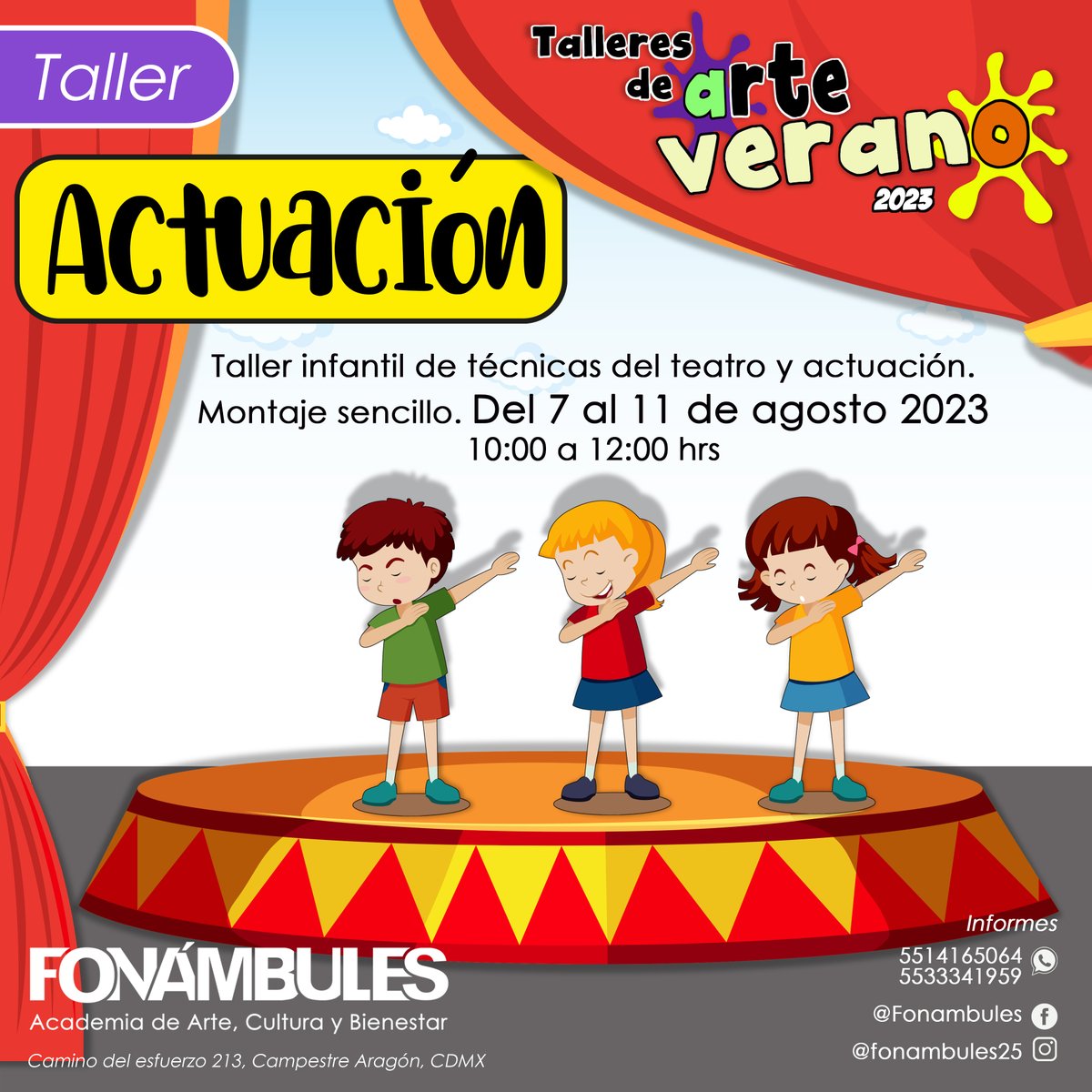 Fonambules's tweet photo. ¡Ya viene el verano!
Talleres Infantiles de Arte 
Del 31 de julio al 11 de agosto 2023
Informes e inscripciones al 5514165064y 5533351959 https://t.co/7WBV0QwXS9