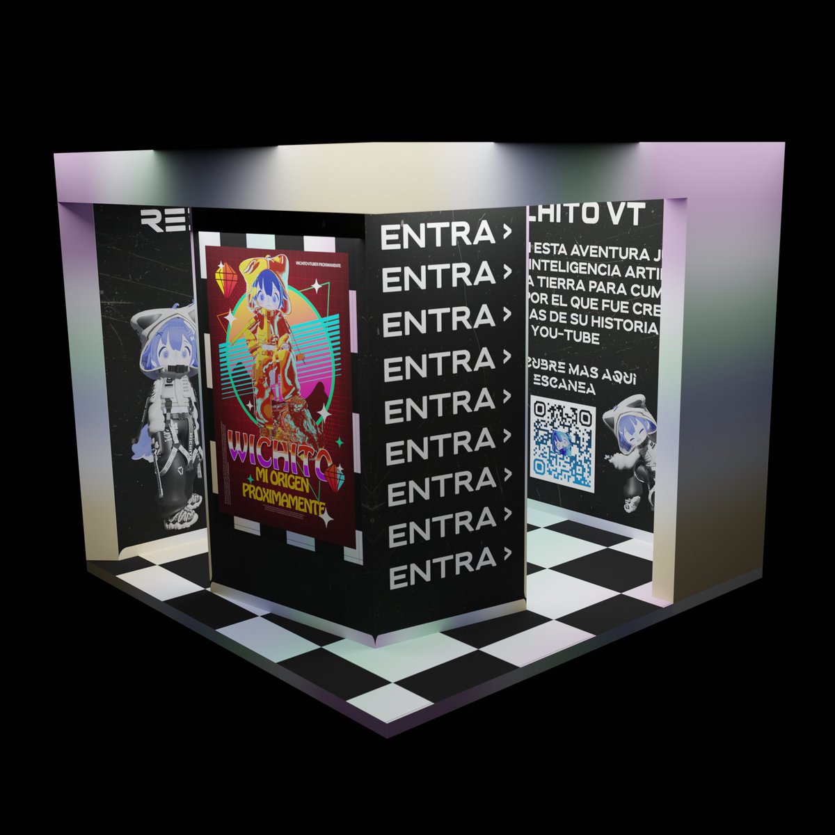 WichitoIA's tweet photo. ¡Mi puesto es de otro mundo! 🤯☄

A si diseñe mi both para el evento del #forjaversario 2023 de @FVrchat 

🔥 ¿Te gusta lo que ves? 🔥

Comisiones abiertas para diseños
- Poster
- Render
- Fotografias
Todo lo relacionado a diseño grafico.

#vrchat #Vtubers #render #Photoshop https://t.co/QP9NsxC7RT