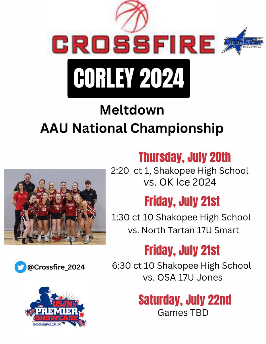 UPDATED SCHEDULE!
<a href="/averykrumwiede/">Avery Krumwiede</a> <a href="/AshleyKing2024/">AshleyKing20</a> <a href="/AriComfort2024/">Arianna Comfort</a> <a href="/langeberghannah/">Hannah Langeberg</a> <a href="/williams_h2/">Hailey Williams</a> <a href="/lizzie_corley/">Lizzie Corley</a> <a href="/KateDrury2024/">Kate Drury</a> <a href="/MalechaMadison/">Madison Malecha</a> <a href="/NessaWright2024/">Vanessa Wright</a> @Crossfire_2024 <a href="/CrossfireGHoops/">Crossfire Girls Hoops MN AAU</a> <a href="/FiveStateHoops/">Chuck Thompson</a> <a href="/JrAllStarMN/">Minnesota Jr. All-Star GBB</a> <a href="/GMacHoops/">Grant McGinnis</a>