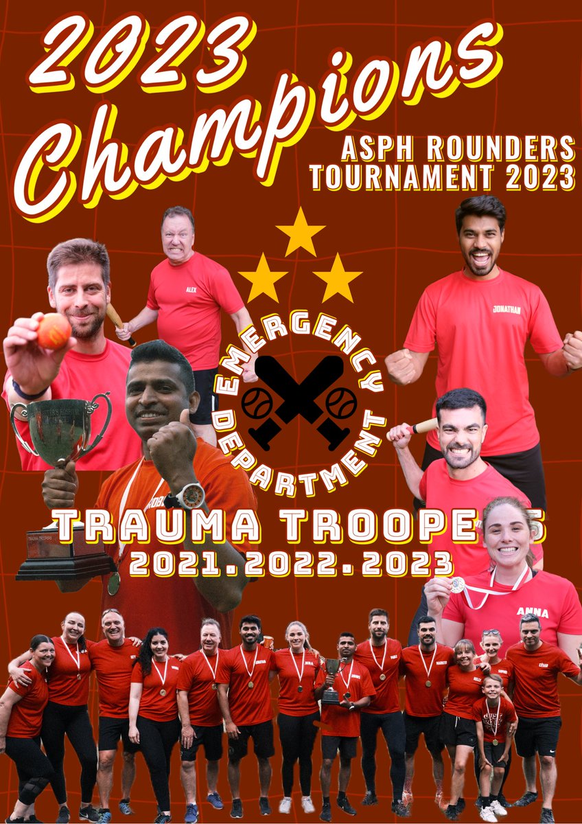 ASPH Accident and Emergency Department (@asph_ed) on Twitter photo We are CHAMPIONS. The E.D. Trauma Troopers are ASPH Rounders champions for the third time running!⭐️⭐️⭐️
Thank you to all the brilliant teams from <a href="/ASPHFT/">Ashford & St Peter's</a> and to <a href="/AsphWellbeing/">ASPHWellbeing</a>. <a href="/RoundersEngland/">Rounders England</a>, we got great players and we’d love for you to see us play.😉 We are CHAMPIONS. The E.D. Trauma Troopers are ASPH Rounders champions for the third time running!⭐️⭐️⭐️
Thank you to all the brilliant teams from <a href="/ASPHFT/">Ashford & St Peter's</a> and to <a href="/AsphWellbeing/">ASPHWellbeing</a>. <a href="/RoundersEngland/">Rounders England</a>, we got great players and we’d love for you to see us play.😉