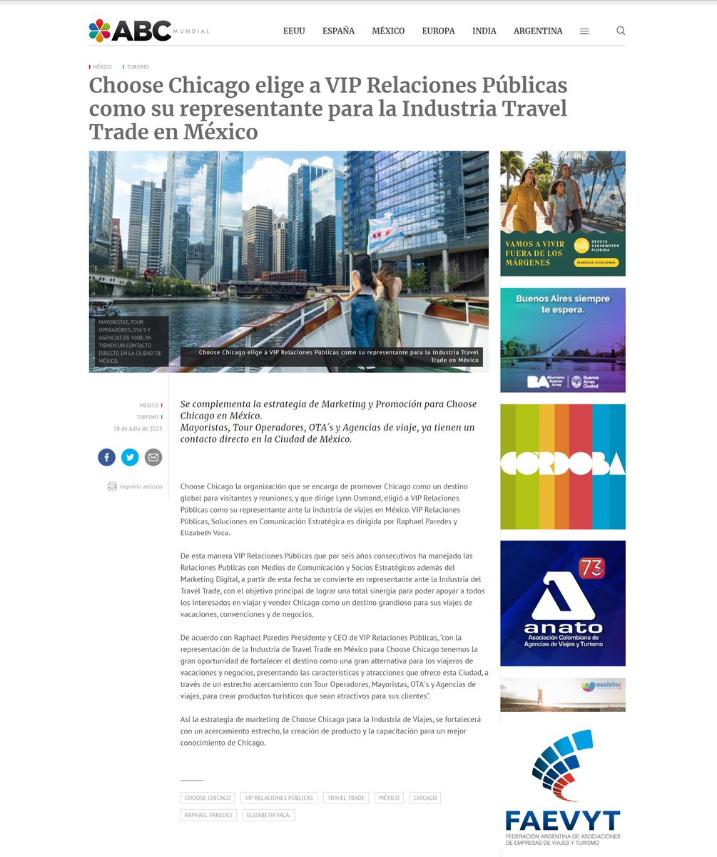 ABC Mundial (@abcmundial) on Twitter photo Choose Chicago elige a VIP Relaciones Públicas como su representante para la Industria Travel Trade en #México
<a href="/ChooseChicagoMx/">Choose Chicago México</a> <a href="/ChooseChicago/">Choose Chicago</a> #ChicaGOandKNOW <a href="/ABCMundial/">ABC Mundial</a> #Chicago #TRAVEL #VIAJES
abcmundial.com/2023/07/18/mex… Choose Chicago elige a VIP Relaciones Públicas como su representante para la Industria Travel Trade en #México
<a href="/ChooseChicagoMx/">Choose Chicago México</a> <a href="/ChooseChicago/">Choose Chicago</a> #ChicaGOandKNOW <a href="/ABCMundial/">ABC Mundial</a> #Chicago #TRAVEL #VIAJES
abcmundial.com/2023/07/18/mex…