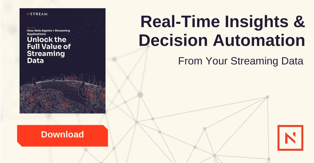 NstreamIO's tweet photo. Legacy stream processing architectures are not a great fit for delivering real-time insights and decision automation. Explore how Web Agents and #streamingdataapps deliver contextual insights to drive decisions that produce tangible results. 
https://t.co/aCF7fvyiy5 https://t.co/kA2YN1FbXU