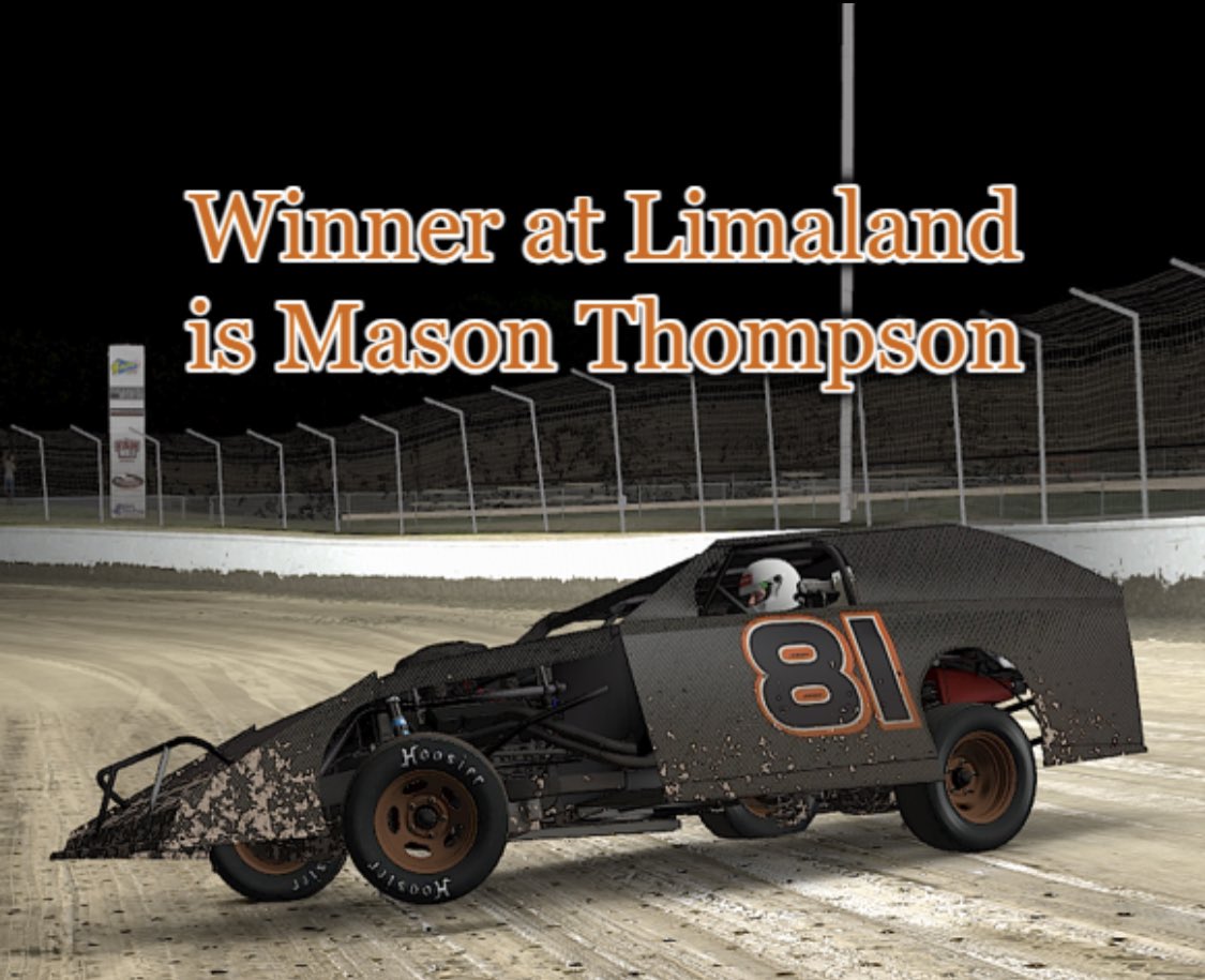 SOFALeague's tweet photo. Race results for the Mixed &amp; Mingle Monday Series at Limaland Speedway and winner is Mason Thompson. With a field with lack of experience on dirt Mason took advantage to grab the win. (S5, R4, Mixed &amp; Mingle Monday Series) https://t.co/C3zetx8NCi