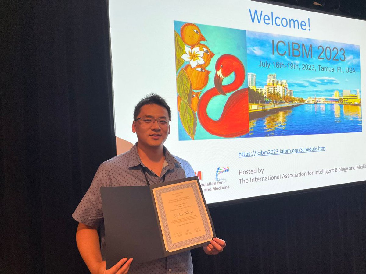 QinMaBMBL's tweet photo. Exciting day at #ICIBM! Day 3 with my incredible team. Congrats to @Yuzhou_Chang , BMBL member, for receiving the well-deserved travel award. So proud of your achievements! 🎉👏 #ResearchExcellence #ScienceMatters" https://t.co/r6Gz4qmBek
