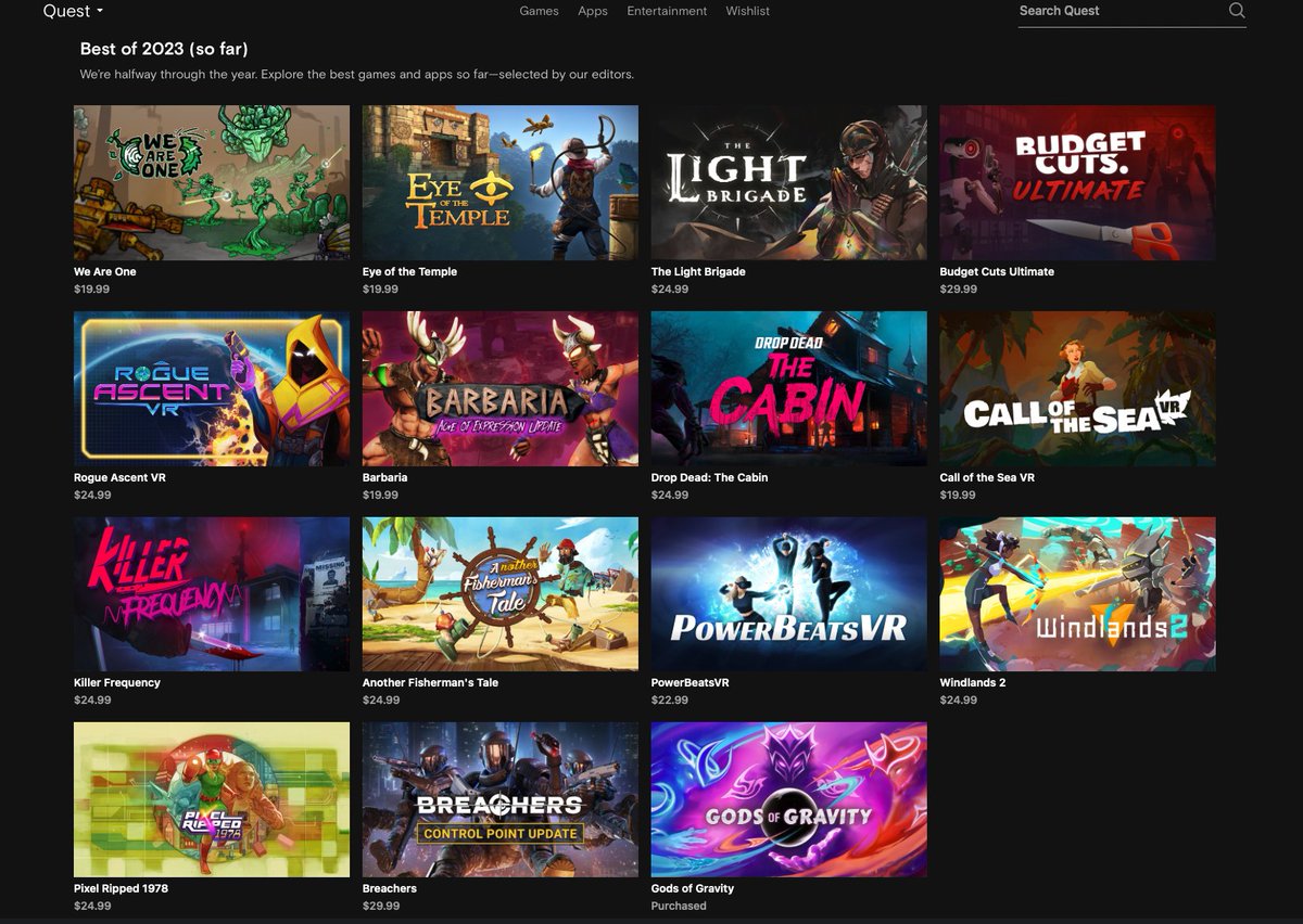 Best of 2023 on <a href="/MetaQuestVR/">Meta Quest</a>!!!

Super happy about that, we've been working nonstop on the game and can't wait for the future! 

#Meta #VR #bestofthebest 

oculus.com/experiences/qu…