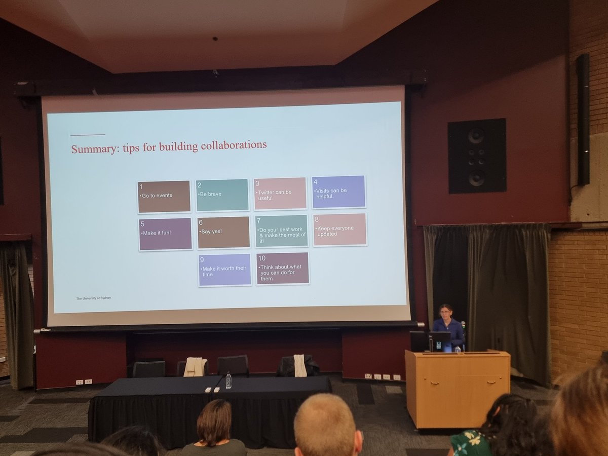 Fantastic talk from Dr Orchard <a href="/jessicajorchard/">A/Prof Jessica Orchard</a> on how to build collaborations as an EMCR. Note to self: don't hesitate to put yourself out there! <a href="/Sydney_Uni/">University of Sydney</a>