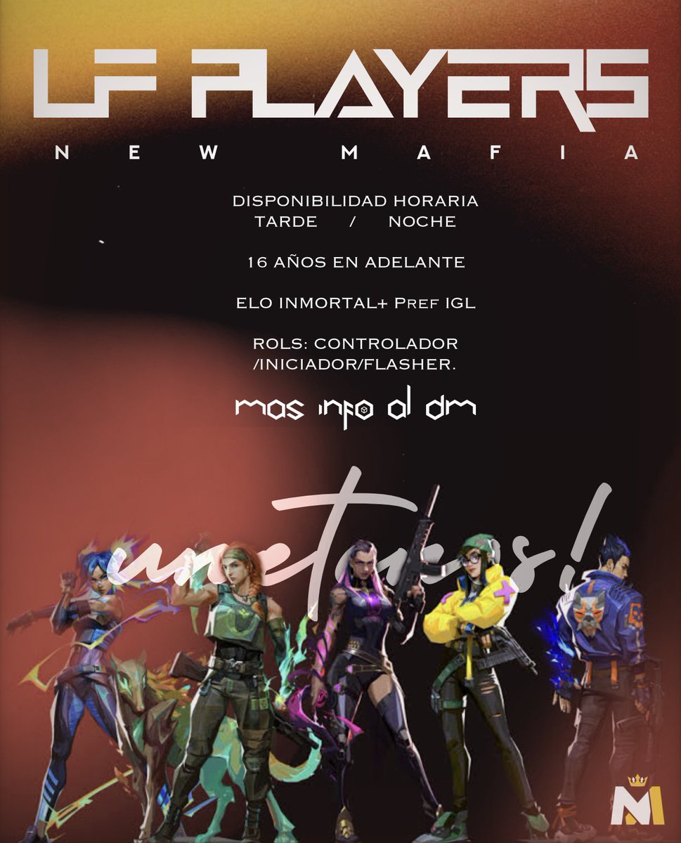 New_Mafiia's tweet photo. #VALORANT #LFT 
DM para mas info
imagen hecha por nuestro diseñador @hennyjew https://t.co/OwSvyWvlKR
