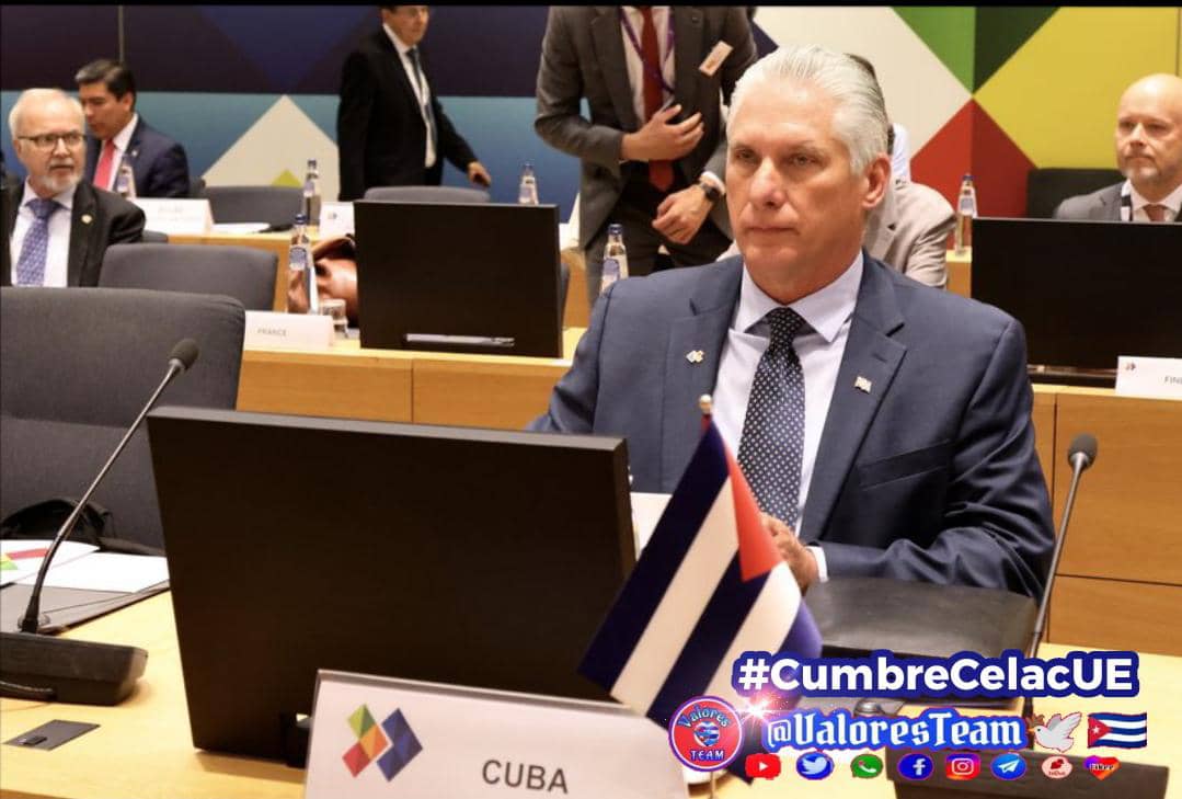 🗣<a href="/DiazCanelB/">Miguel Díaz-Canel Bermúdez</a> 🇨🇺 en la #CumbreCelacUE. 
Los vínculos de #Cuba con las demás naciones caribeñas están basados en la amistad y la #Solidaridad. Por más de 50 años de relaciones hemos comprobado los beneficios de la cooperación en áreas estratégicas de interés común.
#ValoresTeam 🕊