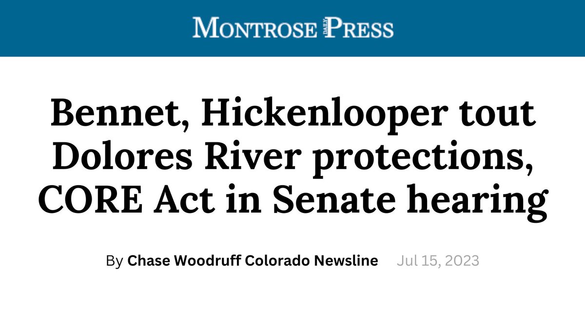 Protecting Colorado’s public lands is absolutely critical to maintaining our state’s natural wonders and outdoor recreation economy. It’s a win-win, and <a href="/SenatorBennet/">Michael Bennet</a> and I are proud to help lead these efforts in the Senate.