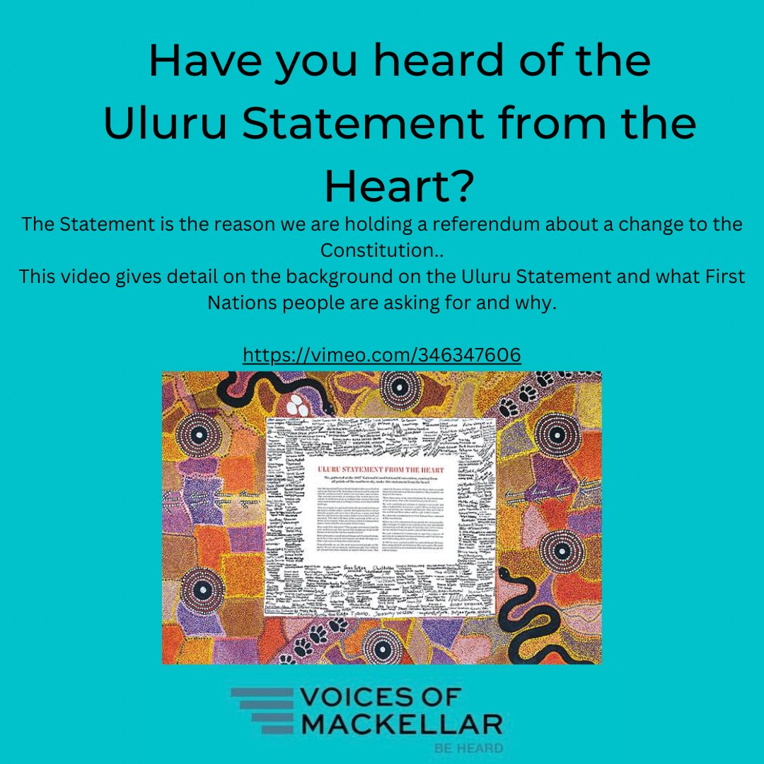 Have you heard of the Uluṟu Statement from the Heart? Do you feel prepared to vote in the upcoming referendum? Listen here: vimeo.com/346347606 #voicesofmackellar #mackellar #auspol #ulurustatement #voice #australia #referendum #beheard