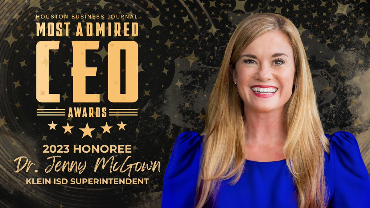 🎉 Congrats to @jenny_mcgown, chosen as Most Admired CEO 2023 by Houston Business Journal! The only K-12 education leader honored. We are so lucky to have her in Klein ISD! #EducationHero #MostAdmiredCEO 🏆 news.kleinisd.net/2023/07/18/hou…