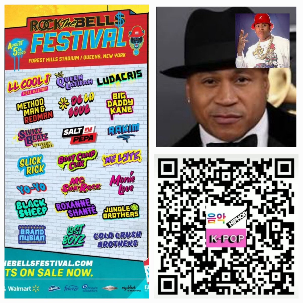 The place to be on August 5th is the Forest Hills Stadium. Scan the QR code to read an awesome story about Hip-hop/K-pop that pays homage to the OGs. @llcoolj @RockTheBells #HipHop50 #KPOP