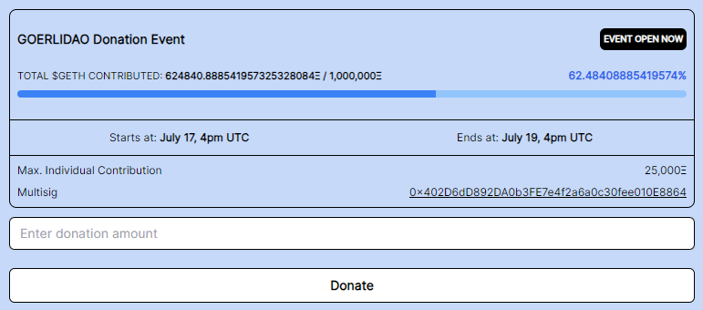 GoerliDAO's tweet photo. 62% filled with 15 hours left.

Come play with Goerli.

https://t.co/LAhDnohBzX https://t.co/GJcXXihZa3