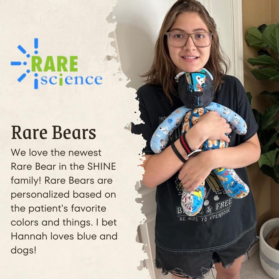 DLG4SHINE's tweet image. Here's our latest SHINE #Rarebear! If you haven't ordered your bear yet, see our private FB group for the order link. Every family, no matter your location, can participate in the #rarebeararmy!

 #awareness #research #autismacceptance #autism #nonprofit #SHINEsyndrome #rarebears