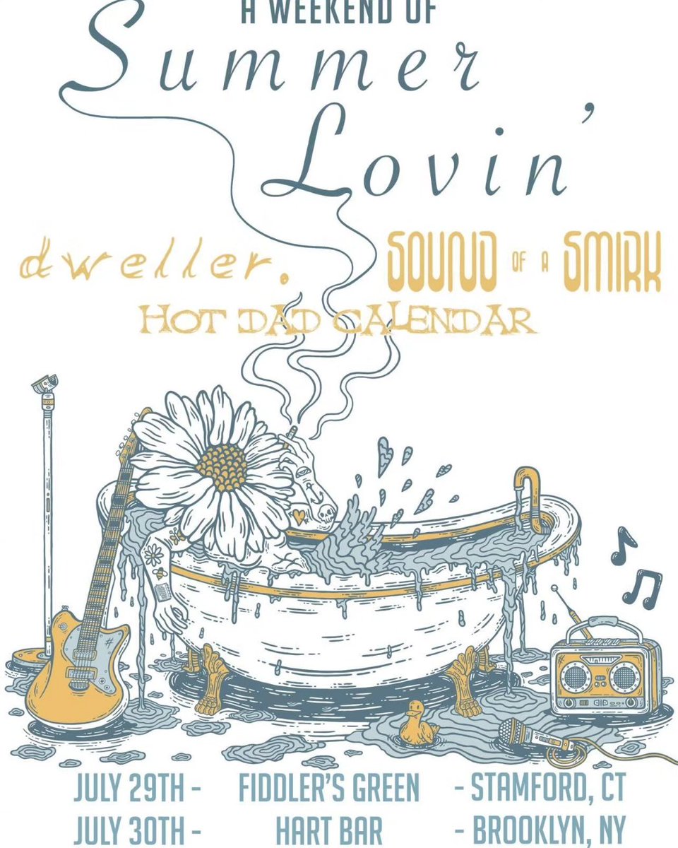 DadHotCalendar's tweet photo. Well, well, well... looks like we're transferring to Stamford! 📎Connecticut casual for the garden party next Saturday at Fiddler's Green! We then continue on to Hart Bar in Brooklyn, NY on Sunday! See you there with our pals @SoundofaSmirk and @dweller_ny 😎 https://t.co/3Kugnf1NzI