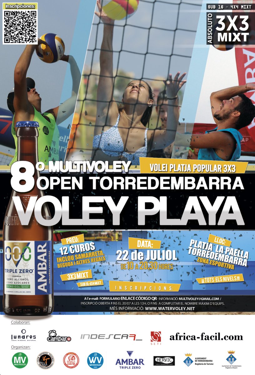 VIII Open <a href="/MultiVoley/">MultiVoley</a> Torredembarra de #VoleyPlaya 3x3 mixto.

📌Playa de la Paella de Torredembarra 
📅 22 de Julio 2023
🕦 10 horas
📝 Inscripciones abiertas hasta el jueves a las 13 horas 🔽
docs.google.com/forms/d/e/1FAI…