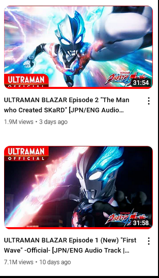 Hold up a second.

Zoom in.

Enhance!

7 MILLION VIEWS?! In a week?!

Of the Ultraman Blazar premier episode? If you haven't checked out Ultaman Blazar episode 1 yet, official subbed or dubbed free, on Youtube. You're truly missing out!
#ultraman 
https://t.co/rkmc5oQEKS https://t.co/IkHVZQWUxR