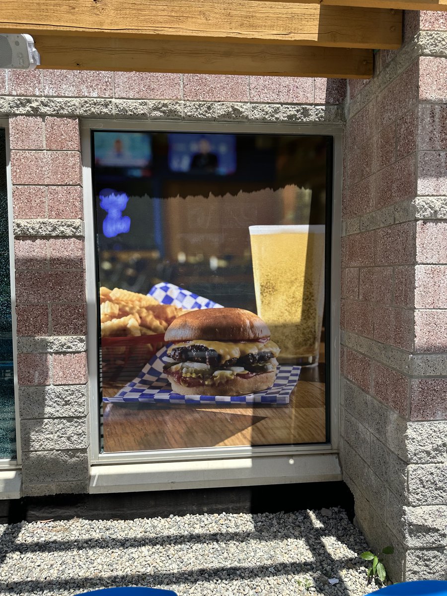Candu_Graphics's tweet image. Inside and outside view of the custom perforated vinyl installation that we did at Best Ball Bar 🍔The outside installation is done in such a way that you can't see inside from the outside, but you can see outside clearly from the inside! 😃

#printshop #vinylinstallation