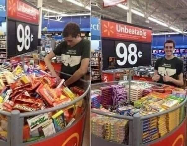A  woman went to a mall with her son with Asperger syndrome, which is an  autism spectrum disorder. And the young man came across a shelf full of  products in disarray. After a while, the woman took a photo and shared  it with the message: "What would happen if you hire a person
