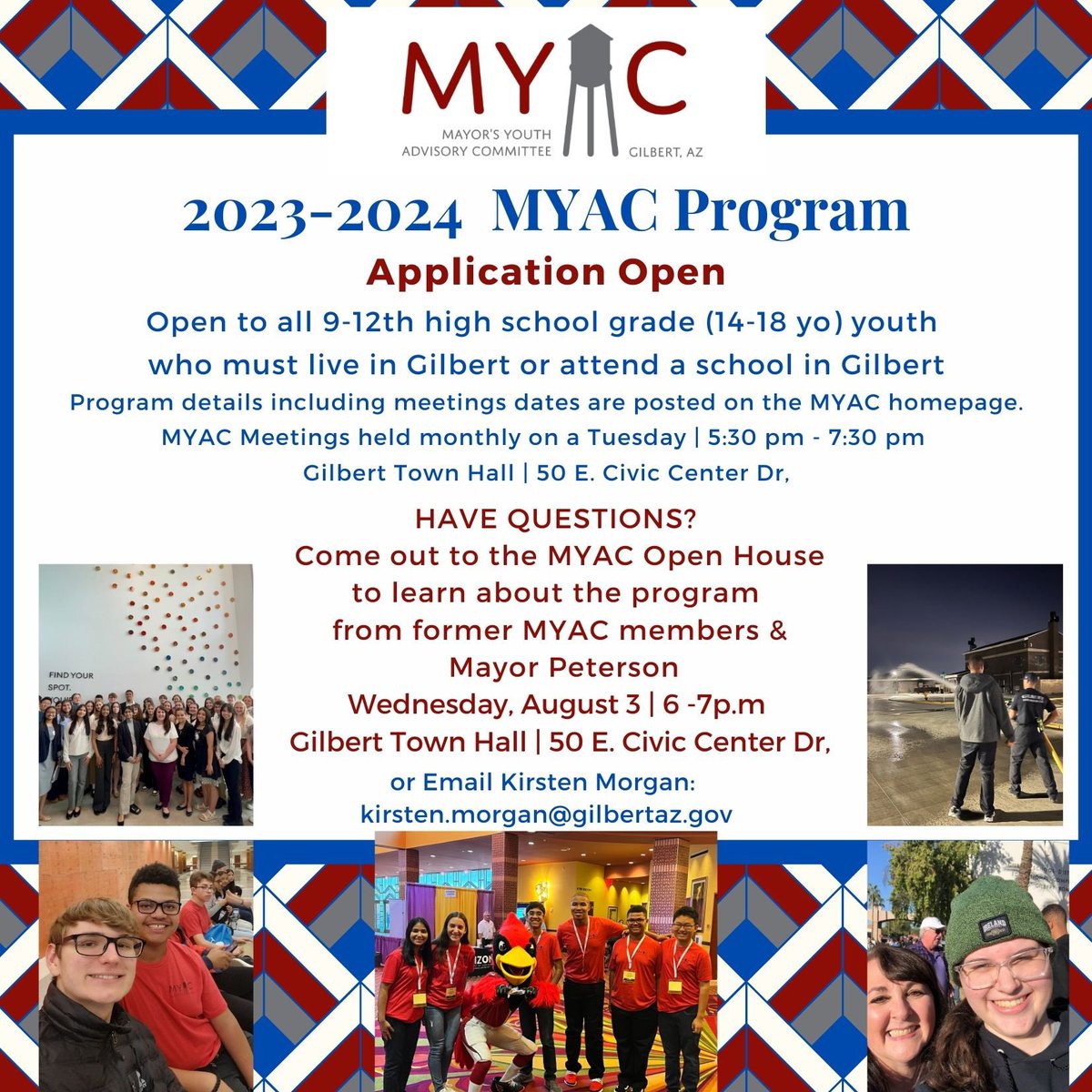 GilbertAZMayor's tweet photo. Do you know of a high school aged teen in Gilbert that’s interested in learning about local government &amp; leadership while volunteering in our community? 

Mayor's Youth Advisory Committee (MYAC) is THE perfect fit! 😉

More info and link to application ⬇️

🧵 https://t.co/DU9b8PvwGU