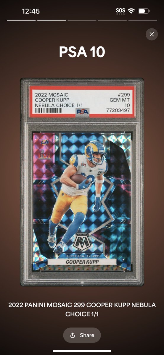 GS_SportsCards's tweet photo. Took the risk on grading this 1/1 and it paid off…

2022 Panini Mosaic Cooper Kupp Super Bowel MVP Nebula Choice 1/1 PSA 10

#panini #paniniamerica #whodoyoucollect    #LosAngelesRams #sportscards #footballcards #psagraded #psacard #PSA #thehobby https://t.co/7oRjQxgjfF