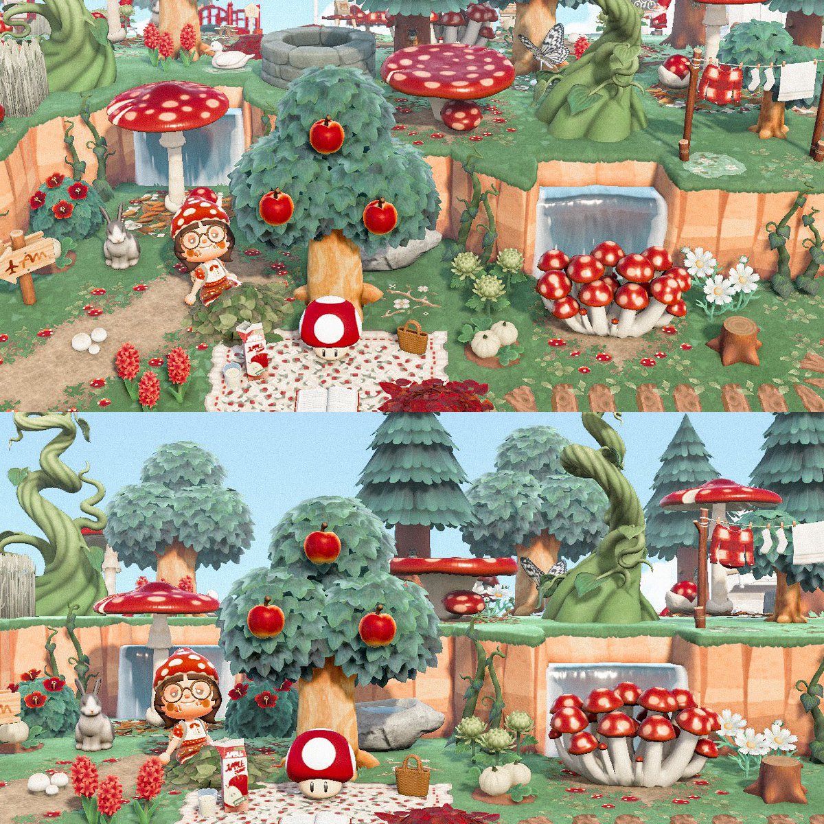 cosynique's tweet photo. Anyone want to join Mushÿ for a picnic? 🧺 there’s so much-room 🤭🍄🍃 #ACNHDesign #AnimalCrossingNewHorizions #acnh #acnhinspo #animalcrossing #mush #mushy #Mushroom https://t.co/NuGhc3MK6O