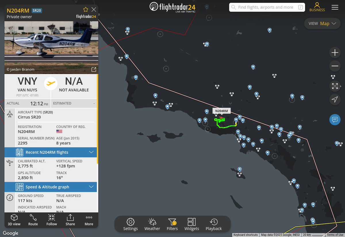 MULTI FR24 CIRCLING ALERT : At time Tue Jul 18 20:50:50 2023 #N204RM was likely to be circling at FL28 8nm from FIM Fillmore_VORTAC_US
 near 3437, Avenida Simi, Simi Valley, Ventura County, C #AvGeek #ADSB flightradar24.com/N204RM/3132033d