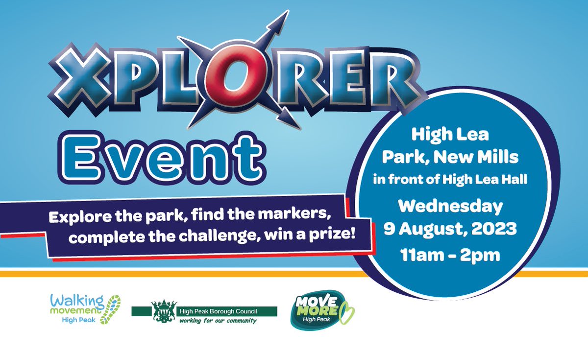 MoveMoreHP's tweet photo. ⭐️ Free Fun Xplorer activities for kids in High Peak Parks this Summer! 🌤️🌱🥳

🗺️ Explore the park🚶‍♂️Find the markers
✅ Complete the challenge🏅Win a Prize! 👏

See below for locations, dates &amp; times👇
#MoveMoreHighPeak https://t.co/W72w3RegG4