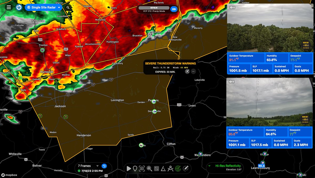RadarOmega's tweet photo. ⛈️‼️Severe Thunderstorm Warning including:
     - Jackson TN
     - Humboldt TN
     - Milan TN 

until 3:30 PM CDT #TNwx
Multiple stationary @cyclonePORT units will have a view of a photogenic shelf cloud associated with this storm! Tune into the RadarOmega app now! https://t.co/T8D9MIbg2s