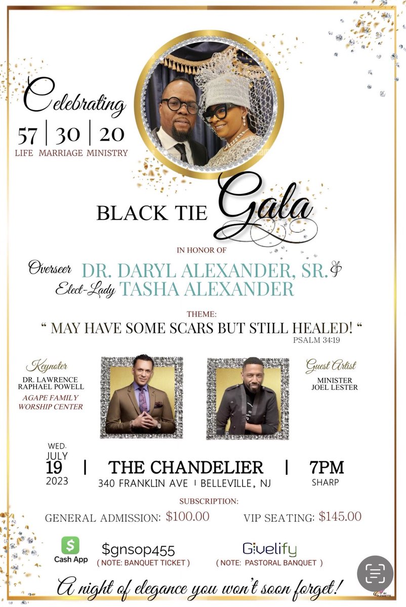 GNSOP455's tweet photo. Join us 7:00PM on Wednesday, July 19, 2023 @ 'The Chandelier" in Bellevue, NJ. As we come together and Celebrate our Overseer Dr. Daryl Alexander, Sr. &amp; Our Beautiful First Lady Tasha Alexander♥️ https://t.co/JDRhwsP18d