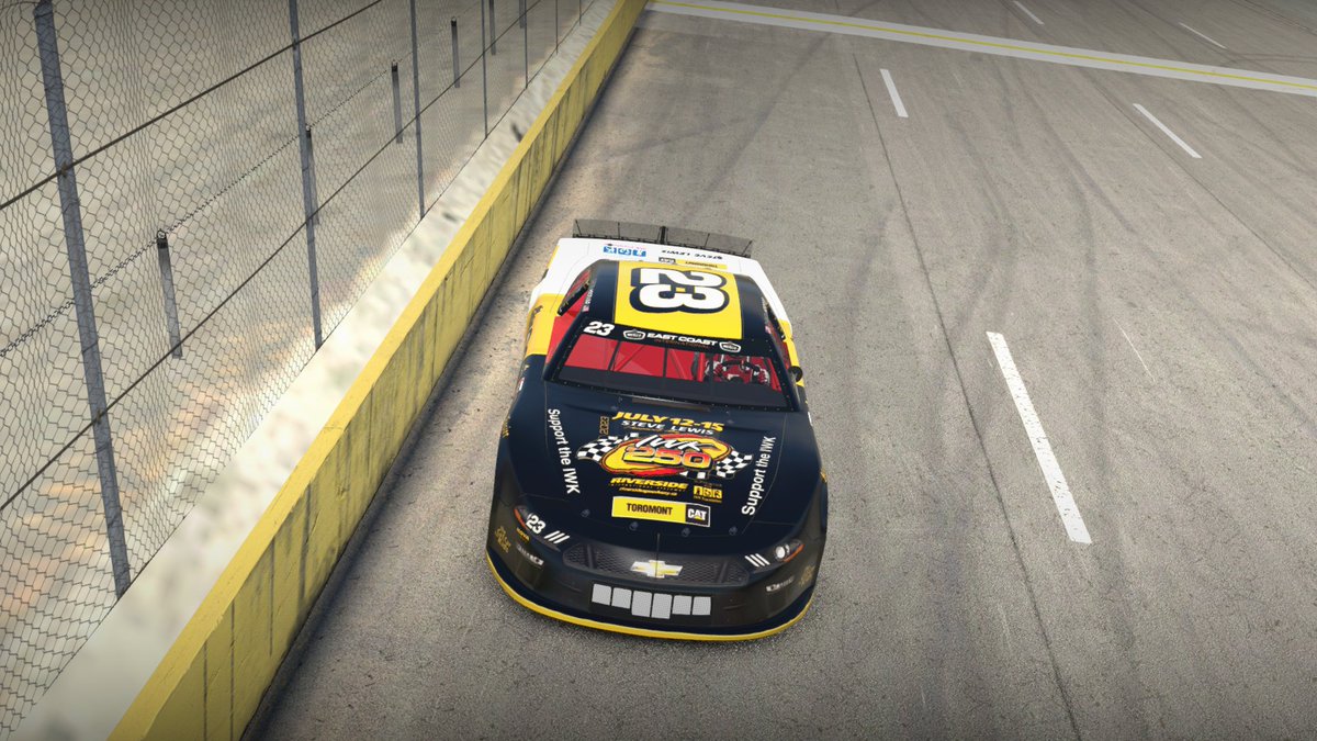 corbmacaulay's tweet photo. I have recreated and uploaded to @tradingpaints the virtual version of @CarsonHocevar's Cat Car For Kids which he drove in the 2023 IWK 250 in Antigonish, Nova Scotia. Take a peek or hop into his sweet looking ride on iRacing!

https://t.co/2RlZmVpW12 https://t.co/FPtg6fjIAH