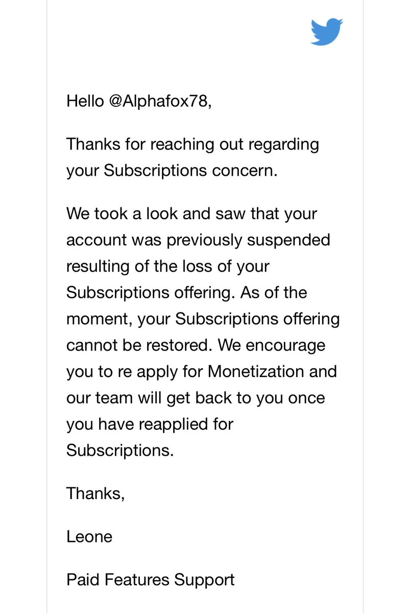 alphafox's tweet photo. I get wrongful suspended, now all my subs are gone and I have to start over?? How is this fair or right? How can anyone rely on Twitter as an income source if one troll account can take down your entire account. Please explain @TwitterSupport @elonmusk https://t.co/ZoMfSbWXEU