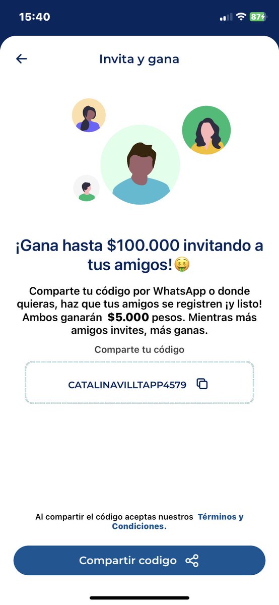cata_pazv's tweet photo. Holi por si alguno se quiere ganar 5 luquitas descargue la app tapp que es como la match y coloque este codigo CATALINAVILLTAPP4579 asi ambos ganamos 5 mil se demora aprox 5 dias habiles es estar la plata en la cuenta 
Tienen que poner el codigo donde les dice codigo referido https://t.co/PIOJ11doF9