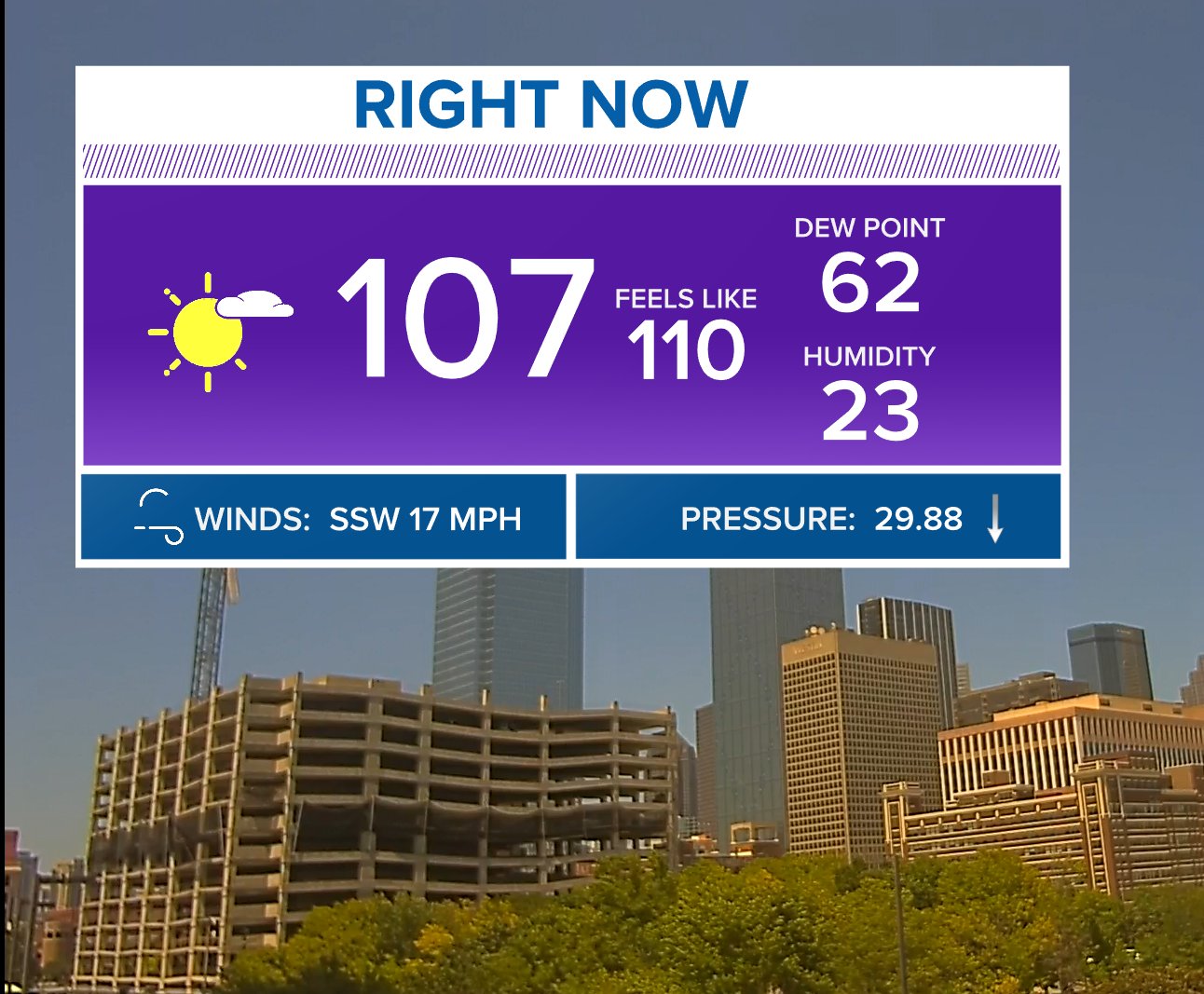 Pete Delkus on Twitter "There it is! As of 3pm, DFW hit 107° making
