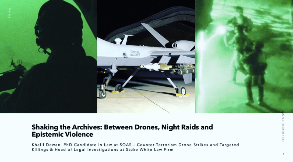 KhalilDewan's tweet image. Grateful to @AOAV for mobilising a critical set of scholars to discuss militarism within UK academia. I had the space to discuss my ongoing socio-legal PhD research in the context of the British #SASinquiry on unlawful killings/night raids/#drones. #Afghanistan. More soon.