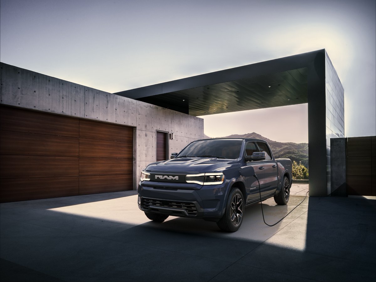 DriversAutoMart's tweet photo. The all-new, all-electric 2025 #Ram1500 #REV ⚡ – the first battery-electric light-duty pickup truck from #RamTrucks

• 0-60 mph time of 4.4 seconds 💨
• 654 horsepower and 620 lb.-ft. of torque 💪
• up to 24 inches of water fording
• up to 14,000 lbs towing 🛻 https://t.co/hkUaxEG5Ps
