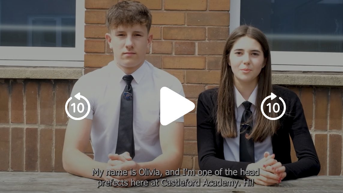 Calling new Y7’s Sept 2023. Here is a short welcome message from our Lead Prefects!
Can’t wait to see you in September!
castlefordacademy.com/information/ye…

#Y6Transition | #CasAndProud