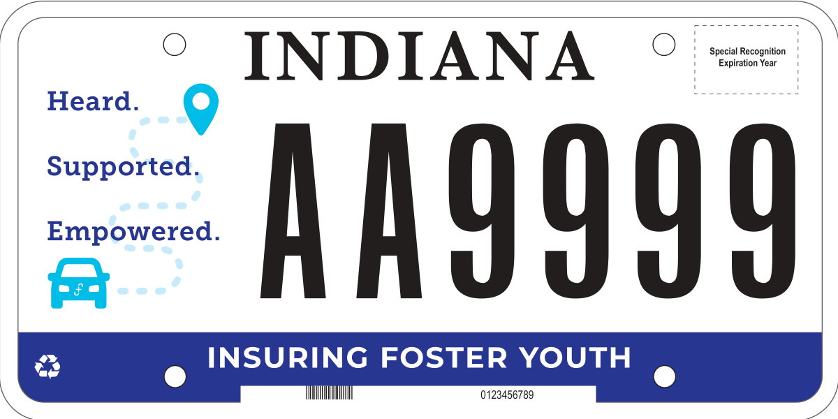 When you choose the Insuring Foster Youth speciality plate at the Indiana Bureau of Motor Vehicles, $25 will go to Indiana teens and young adults with foster care experience to help with driving hours and auto insurance coverage! Get yours here: bit.ly/3ige76q