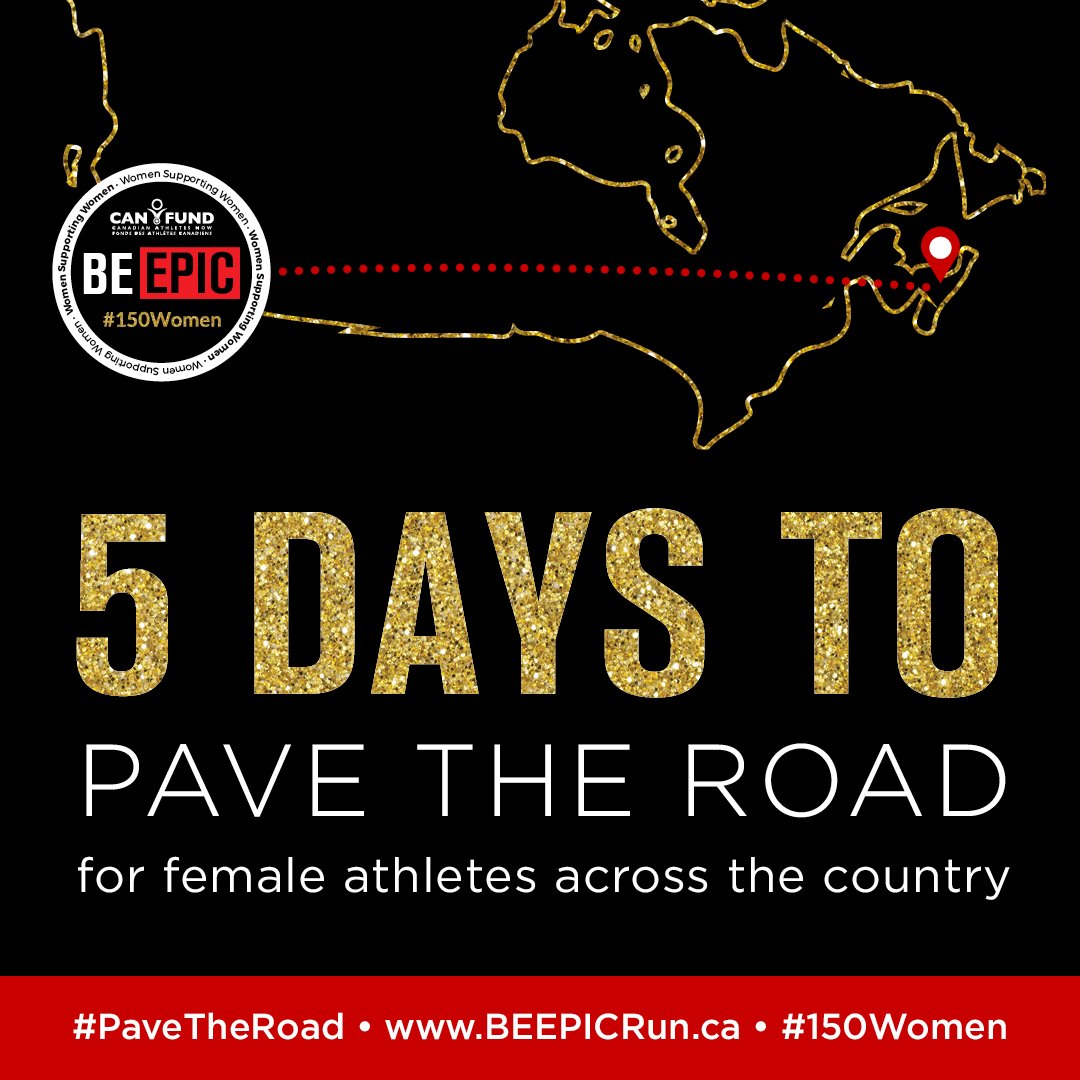 There are 5️⃣ DAYS LEFT to #pavetheroad for #femaleathletes who are on the journey of a lifetime 🇨🇦

Every km purchased is a $150 donation. Join the ONLY national fundraiser for female athletes and help make extraordinary dreams come true. 

Donation Link:  secure.e2rm.com/registrant/mob…